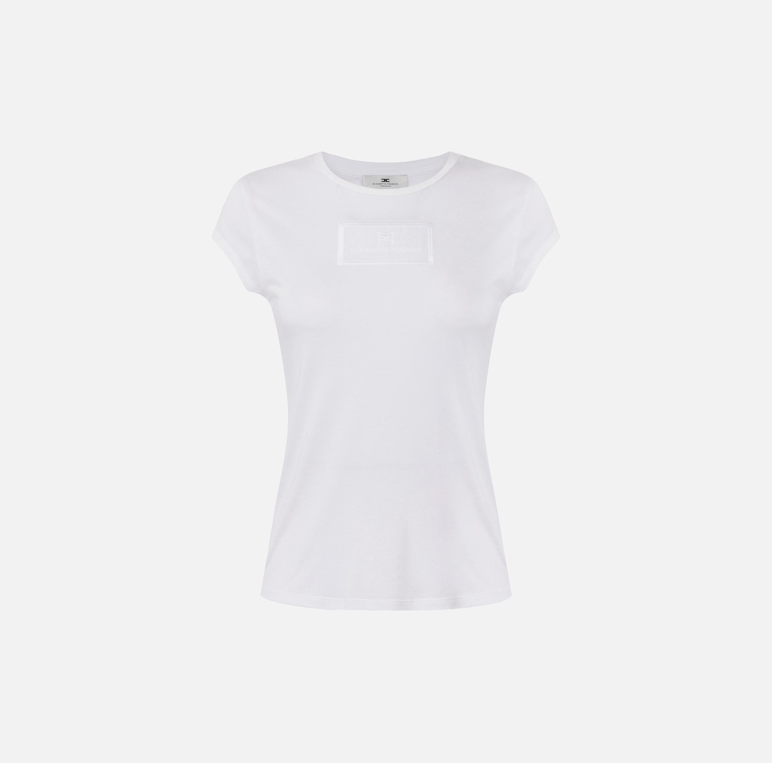 T-shirt in jersey con ricamo MA00451E2 270 ELISABETTA FRANCHI Gesso 