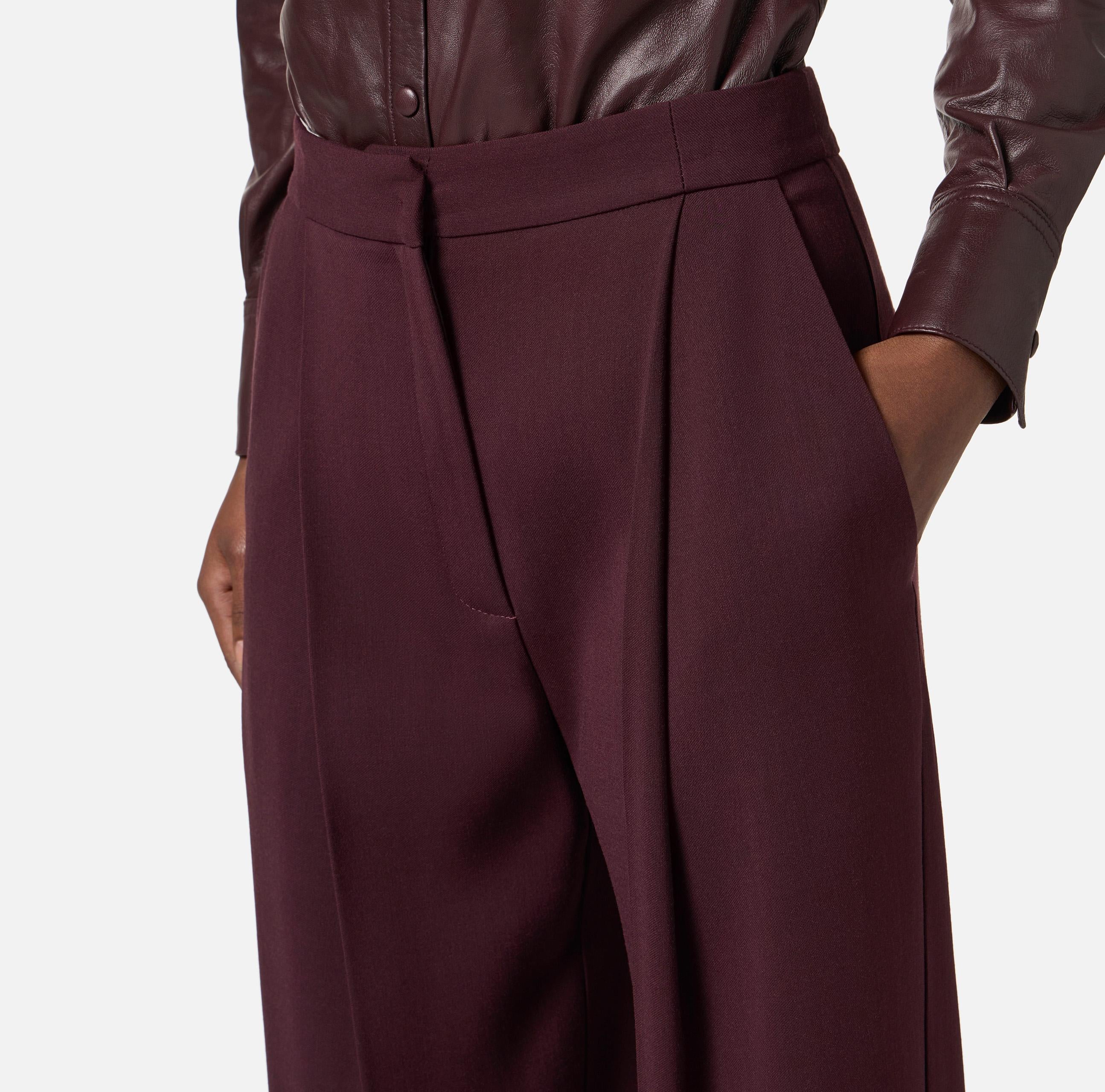 Pantaloni in crêpe con dettagli logo PA12356E2 EA4 ELISABETTA FRANCHI Merlot 