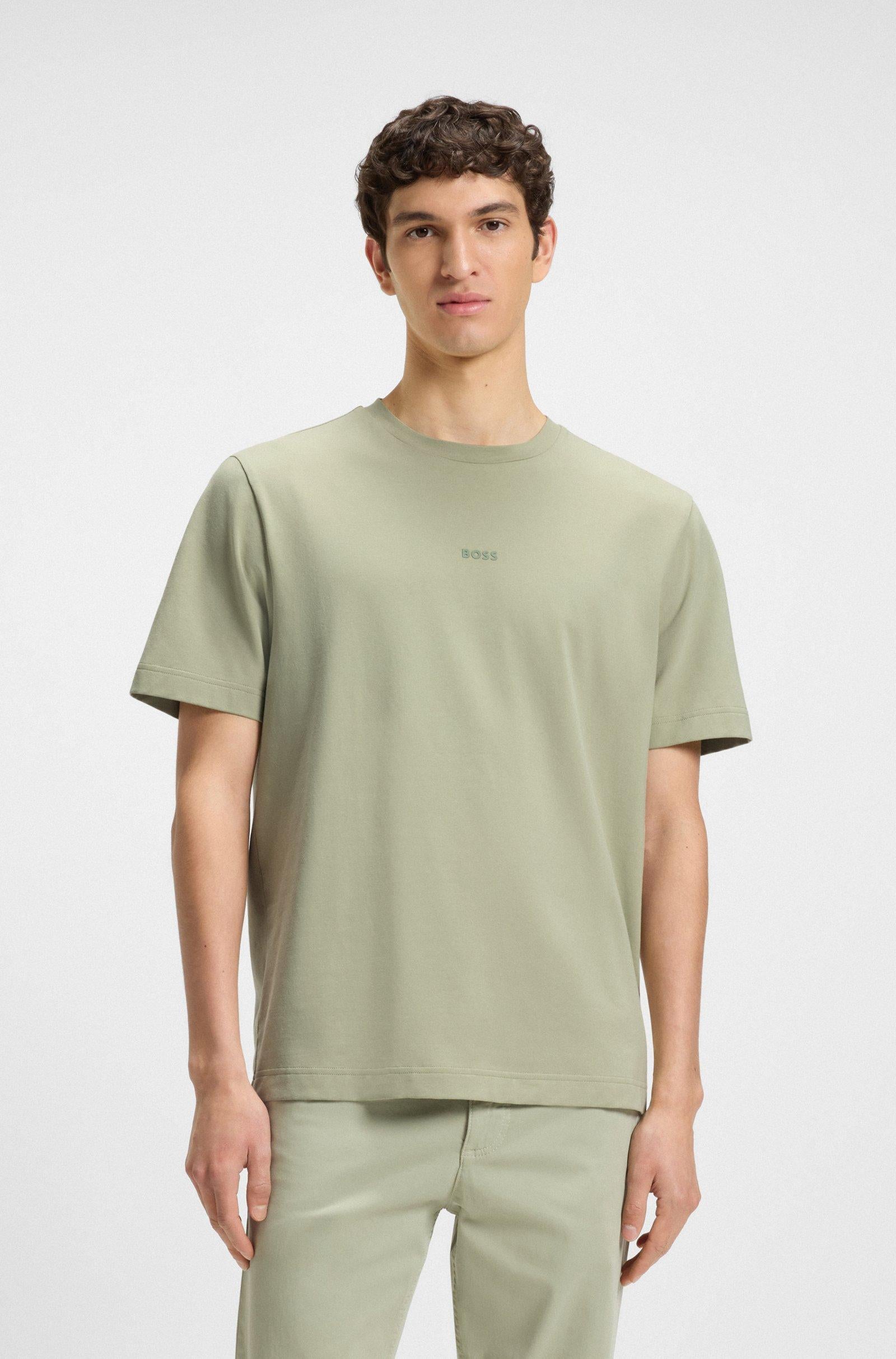 T-shirt in cotone elasticizzato con logo a contrasto 50473278 10242929 01 077 BOSS Open green 