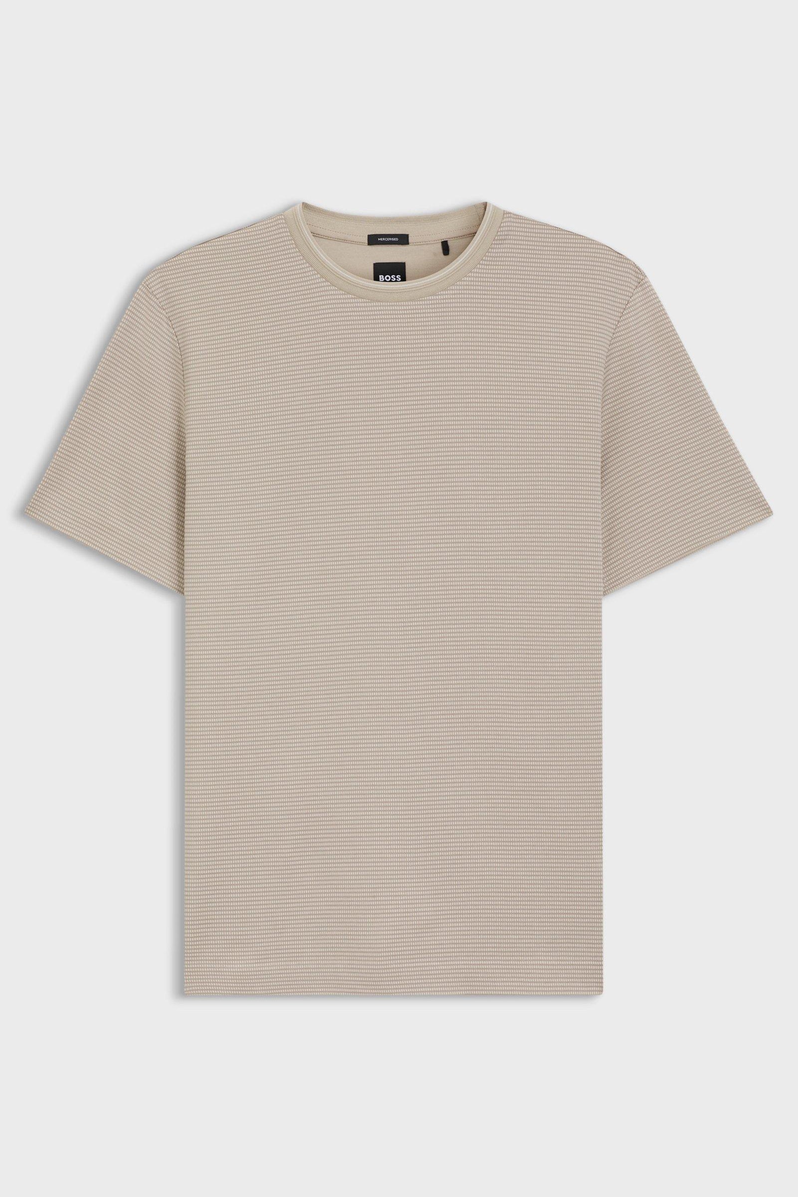 T-Shirt in cotone mercerizzato con motivo jacquard 50559775 10279650 01 286 BOSS Open beige 