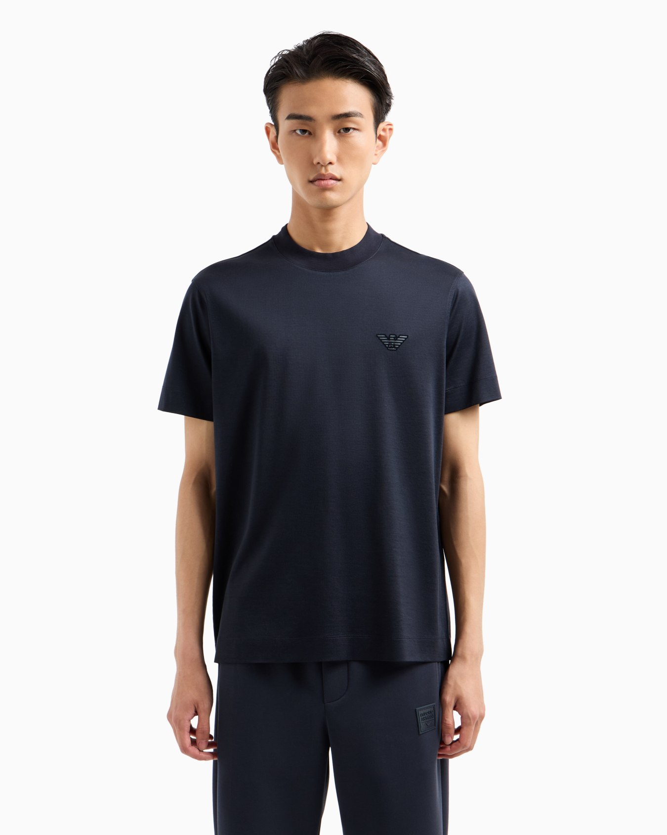 T-Shirt manica corta girocollo con logo flock 6D1TR3 1JOSZ 0950 EMPORIO ARMANI Eagle blu navy 