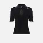 Maglia a costine con bordi gioiello 106287A343 Z99 PINKO Nero 