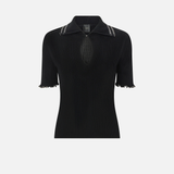 Maglia a costine con bordi gioiello 106287A343 Z99 PINKO Nero 