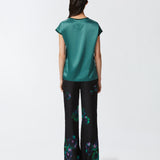 Blusa t-shirt satin e georgette 103951A206 S1A PINKO Verde bottiglia scuro 