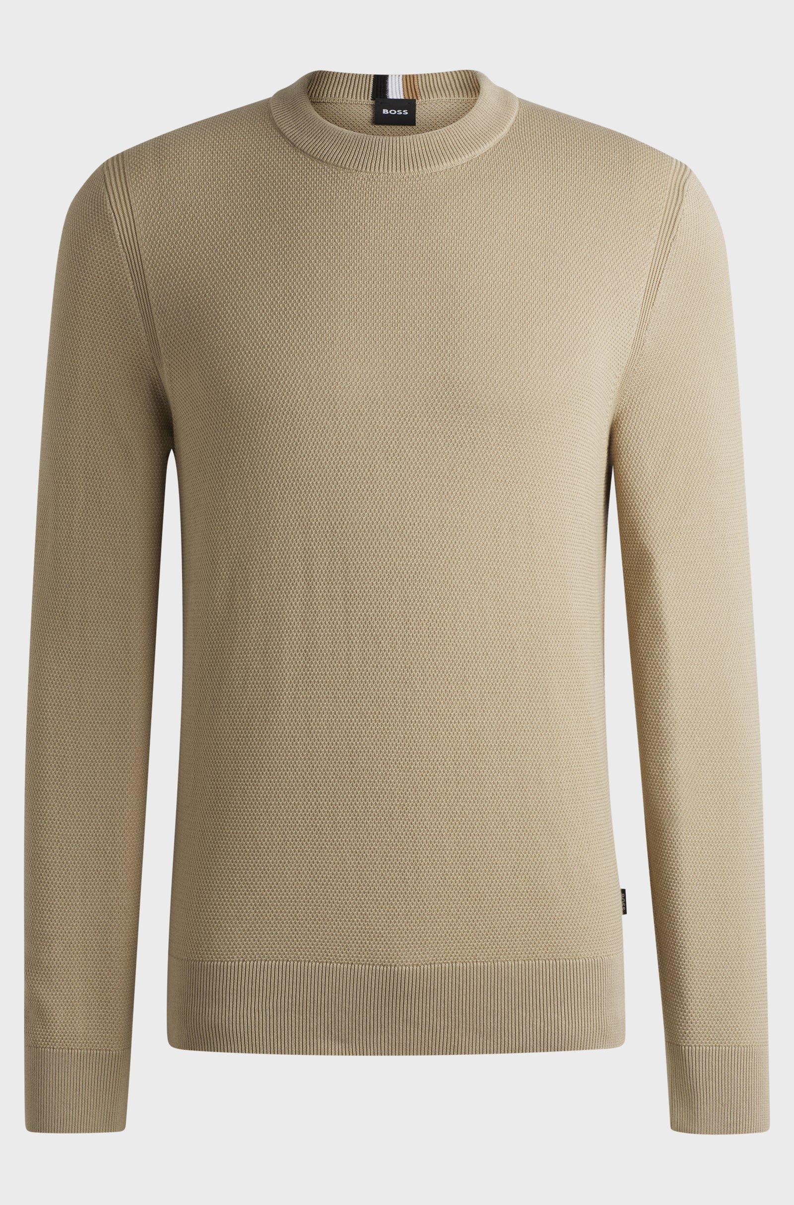 Maglia girocollo in cotone 50506022 10255187 01 275 BOSS Light beige 