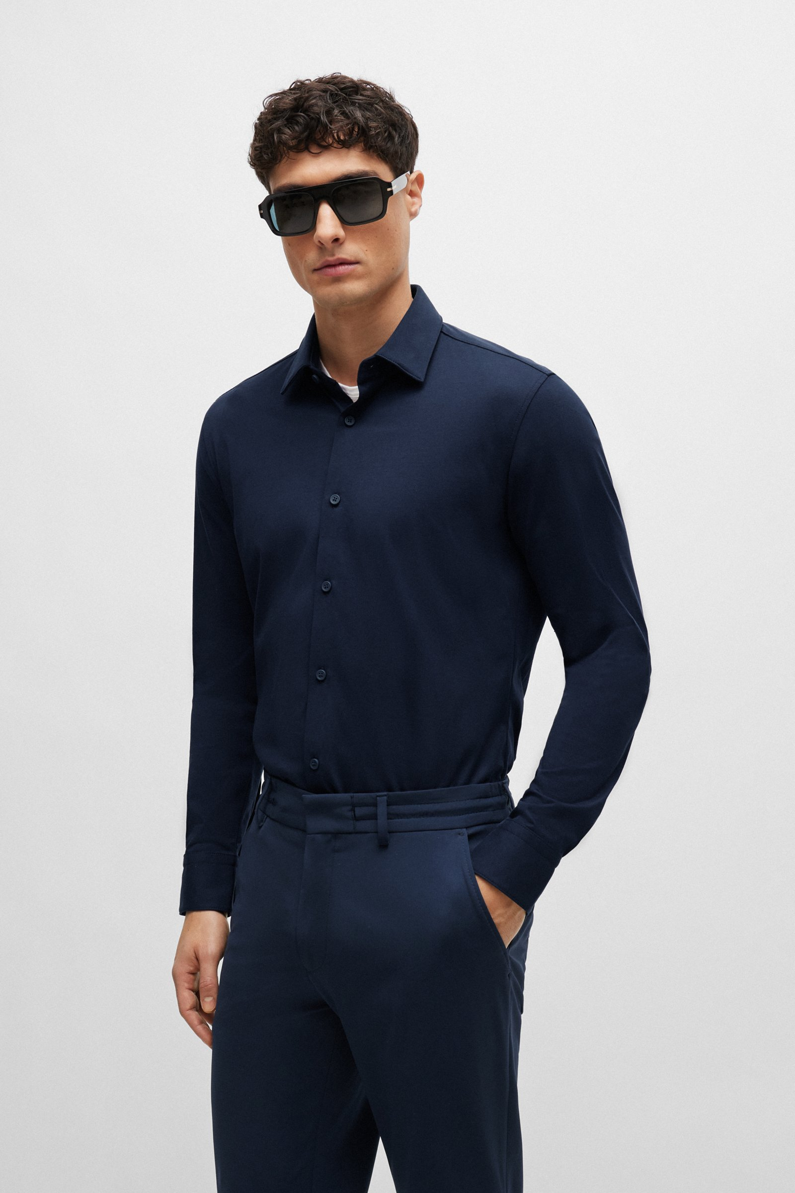 Camicia in jersey 50474283 10239269 01 404 BOSS Dark blue 