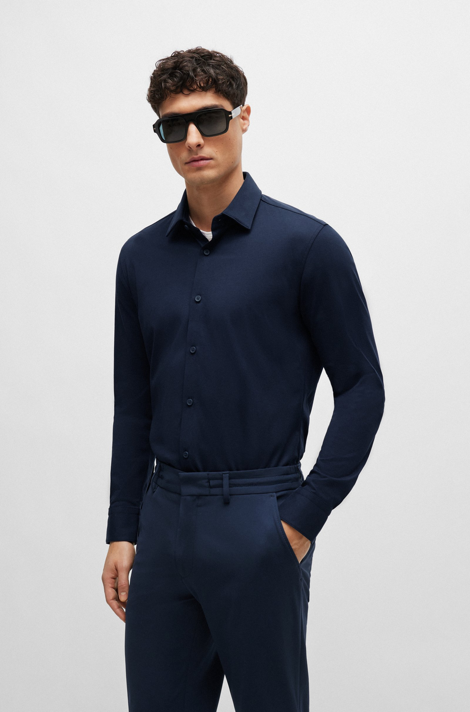Camicia in jersey 50474283 10239269 01 404 BOSS Dark blue 