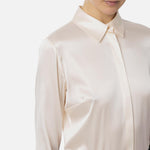 Camicia dritta in raso di seta CA04441E2 193 ELISABETTA FRANCHI Burro 