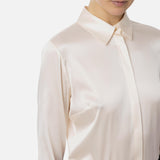 Camicia dritta in raso di seta CA04441E2 193 ELISABETTA FRANCHI Burro 