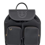 Zainetto multitasche in pelle bottalata 104351A1LF Z99Q PINKO Nero-antique gold 