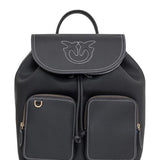 Zainetto multitasche in pelle bottalata 104351A1LF Z99Q PINKO Nero-antique gold 