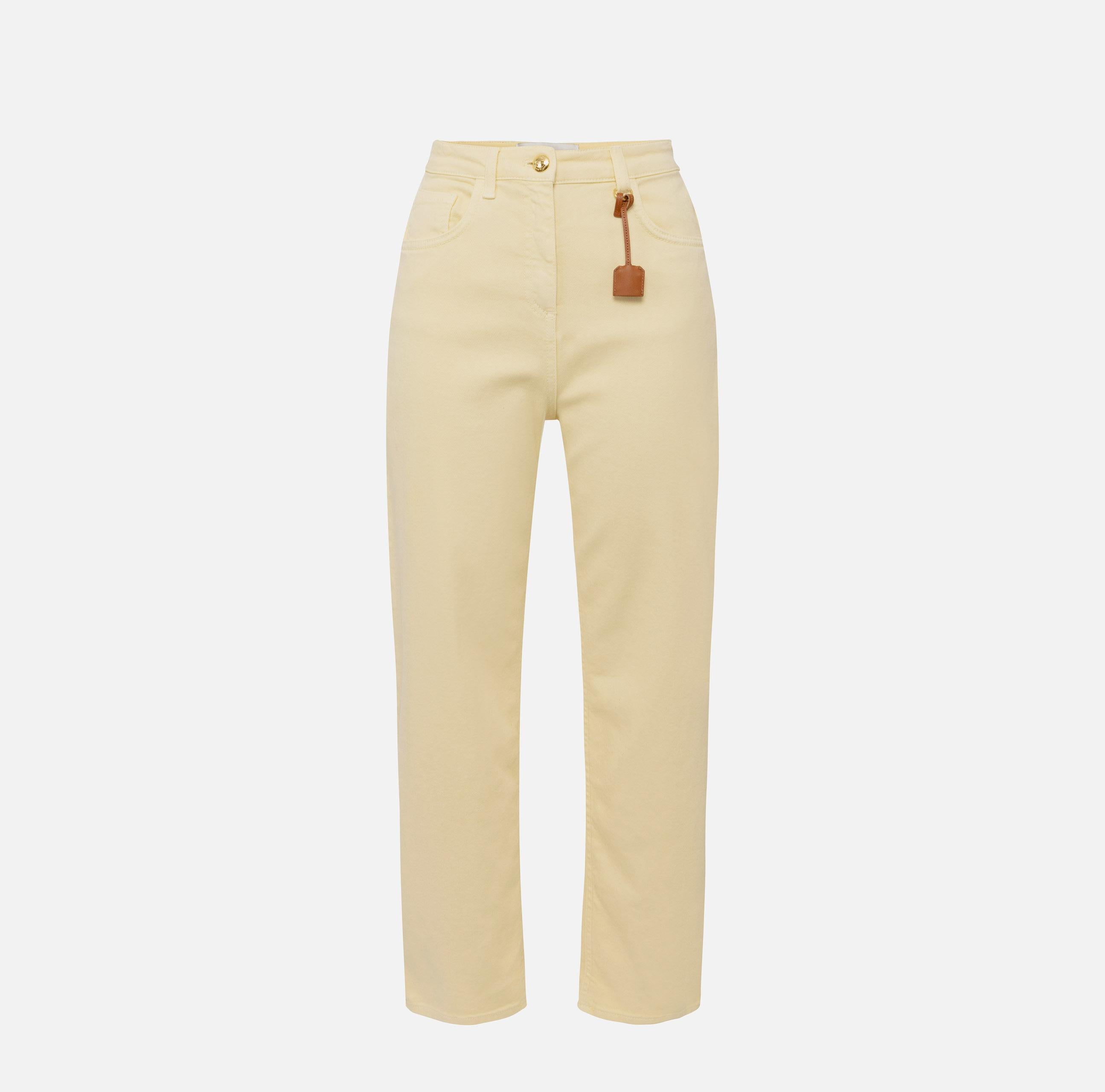 Jeans in cotone tinto con charm logato PJ87D51E2 DC7 ELISABETTA FRANCHI Lemon grass 