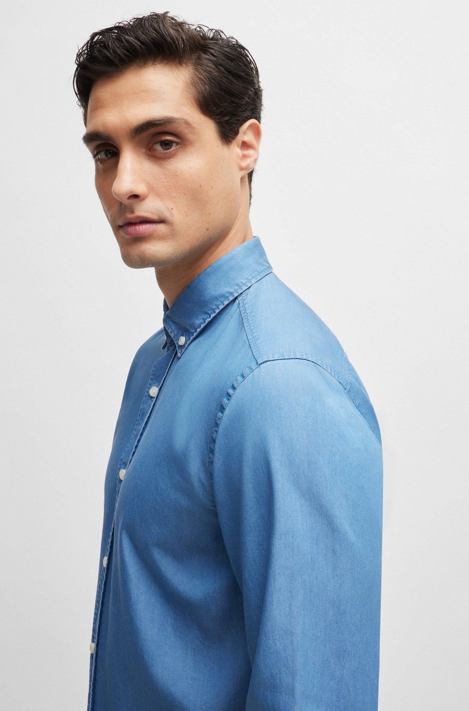 Camicia in denim button down 50513728 10259348 01 437 BOSS Bright blue 