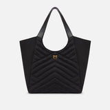 Borsa shopper in tessuto riciclato trapunta puzzle 104536A1EU Z99Q PINKO Nero-antique gold 