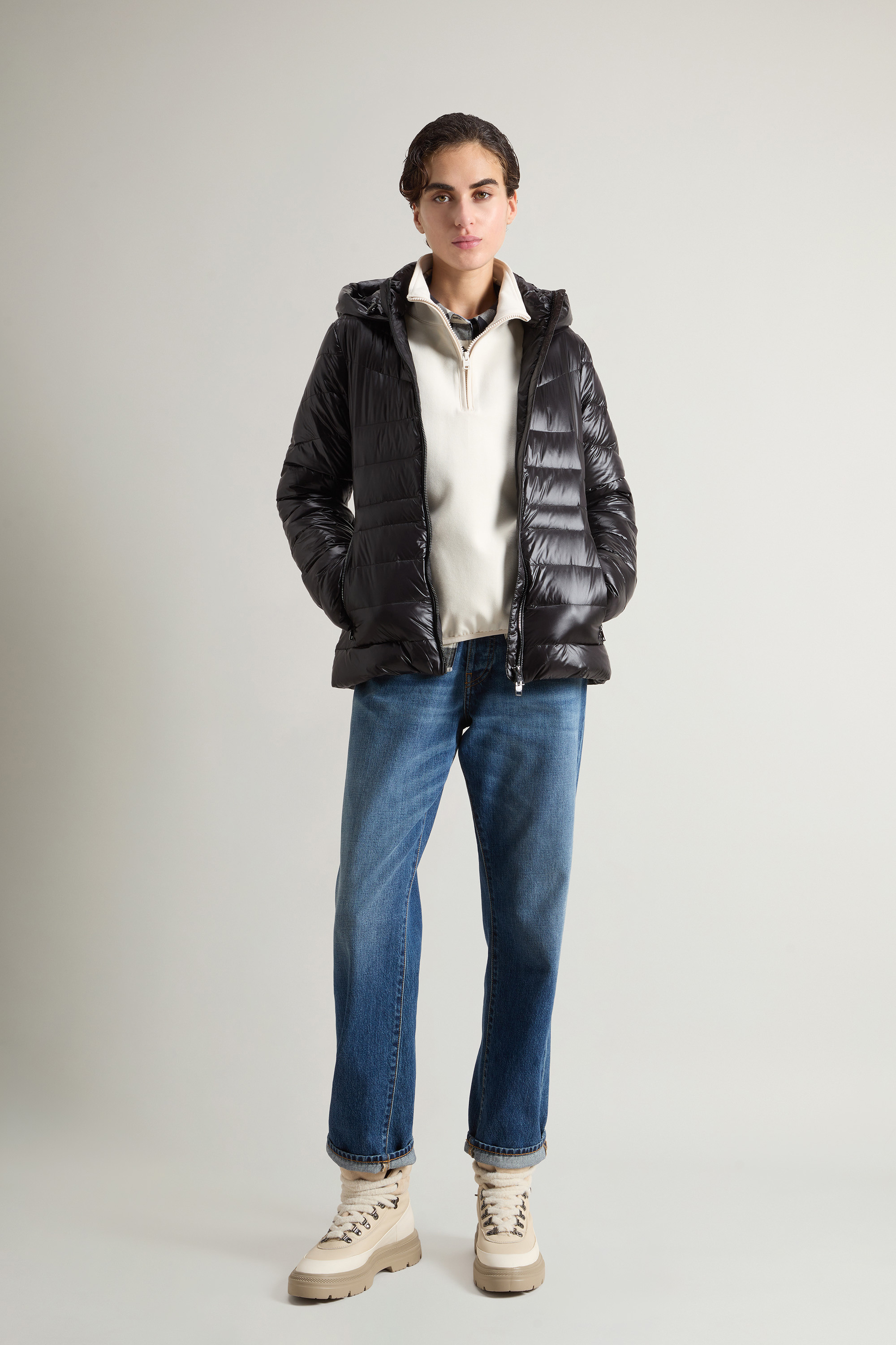 Felpa in misto cotone a collo alto CFWWSW0136FRUT3865 8743 WOOLRICH Milky cream 