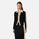 Giacca in maglia con bande in viscosa lucida MK66S61E2 685 ELISABETTA FRANCHI Nero/burro 