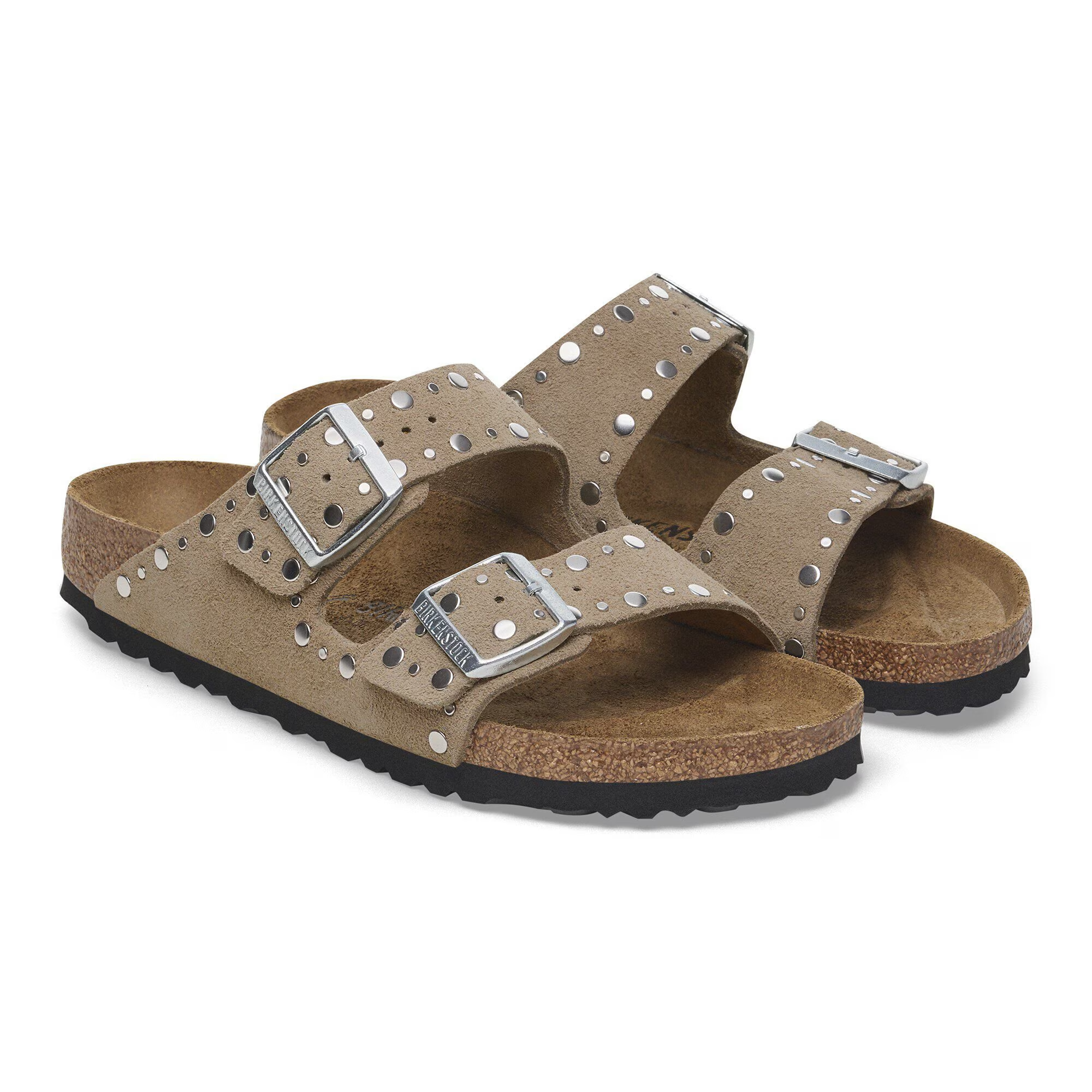 Ciabatta in pelle scamosciata con rivetti ARIZONA RIVET 1029390 TAUPE BIRKENSTOCK Taupe 