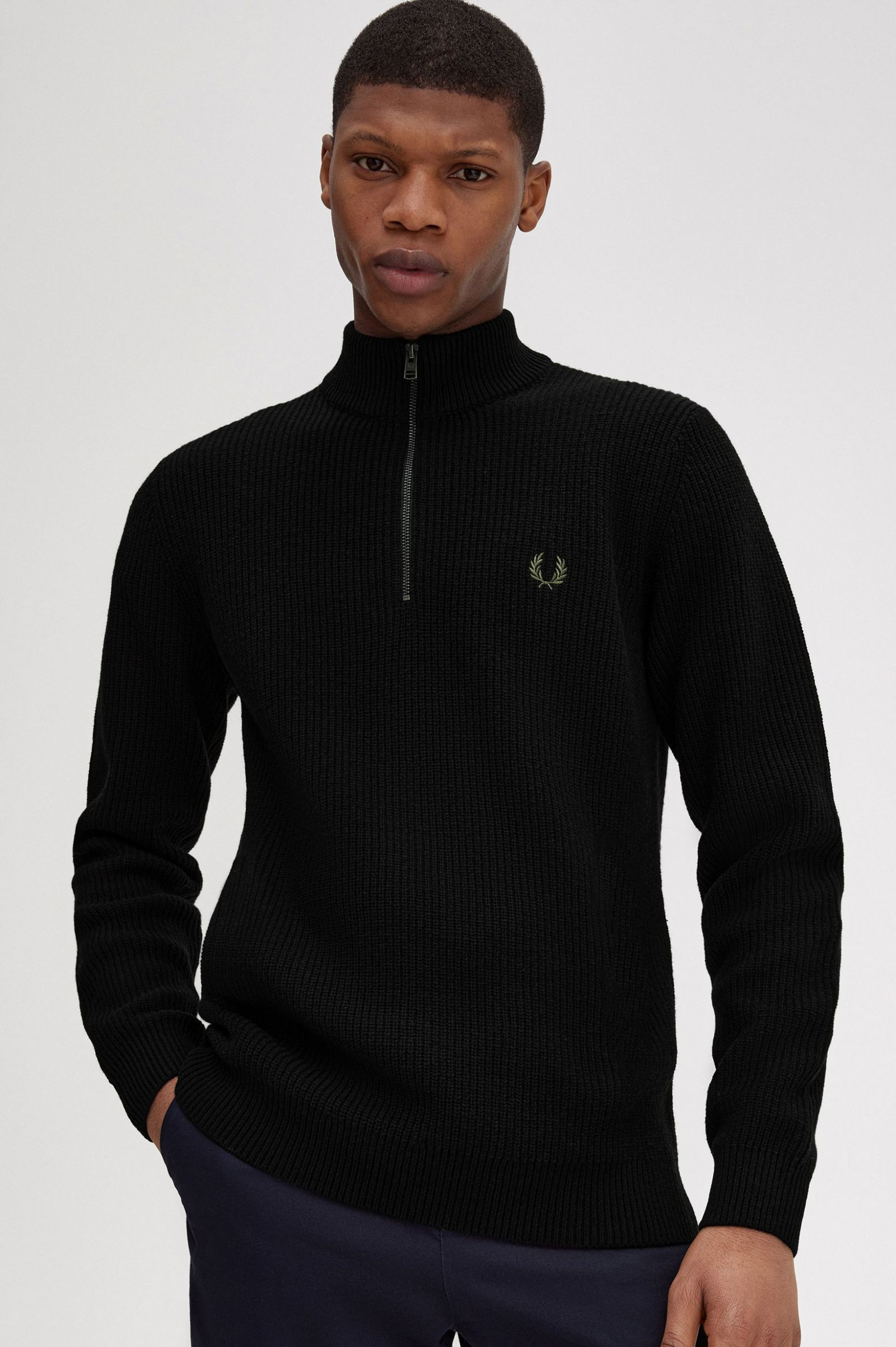 Maglia a coste mezza zip K6540 102 FRED PERRY Black 