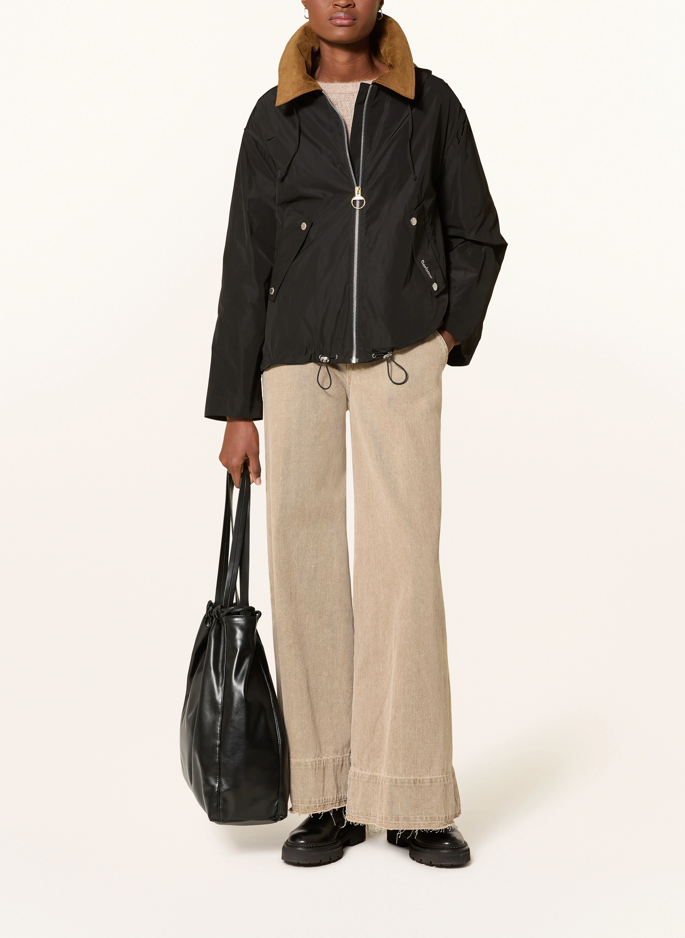 Giubbotto in nylon con cappuccio staccabile LSP0307 LSP BK11 BARBOUR Black/dress tartan 