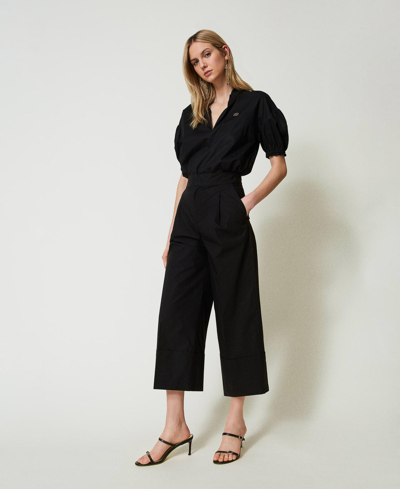 Pantaloni cropped 241TT2073 00006 TWIN SET Nero 