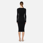 Abito midi in viscosa con logo a contrasto AM09M46E2 685 ELISABETTA FRANCHI Nero/burro 