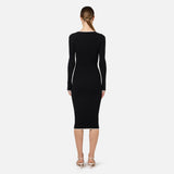 Abito midi in viscosa con logo a contrasto AM09M46E2 685 ELISABETTA FRANCHI Nero/burro 