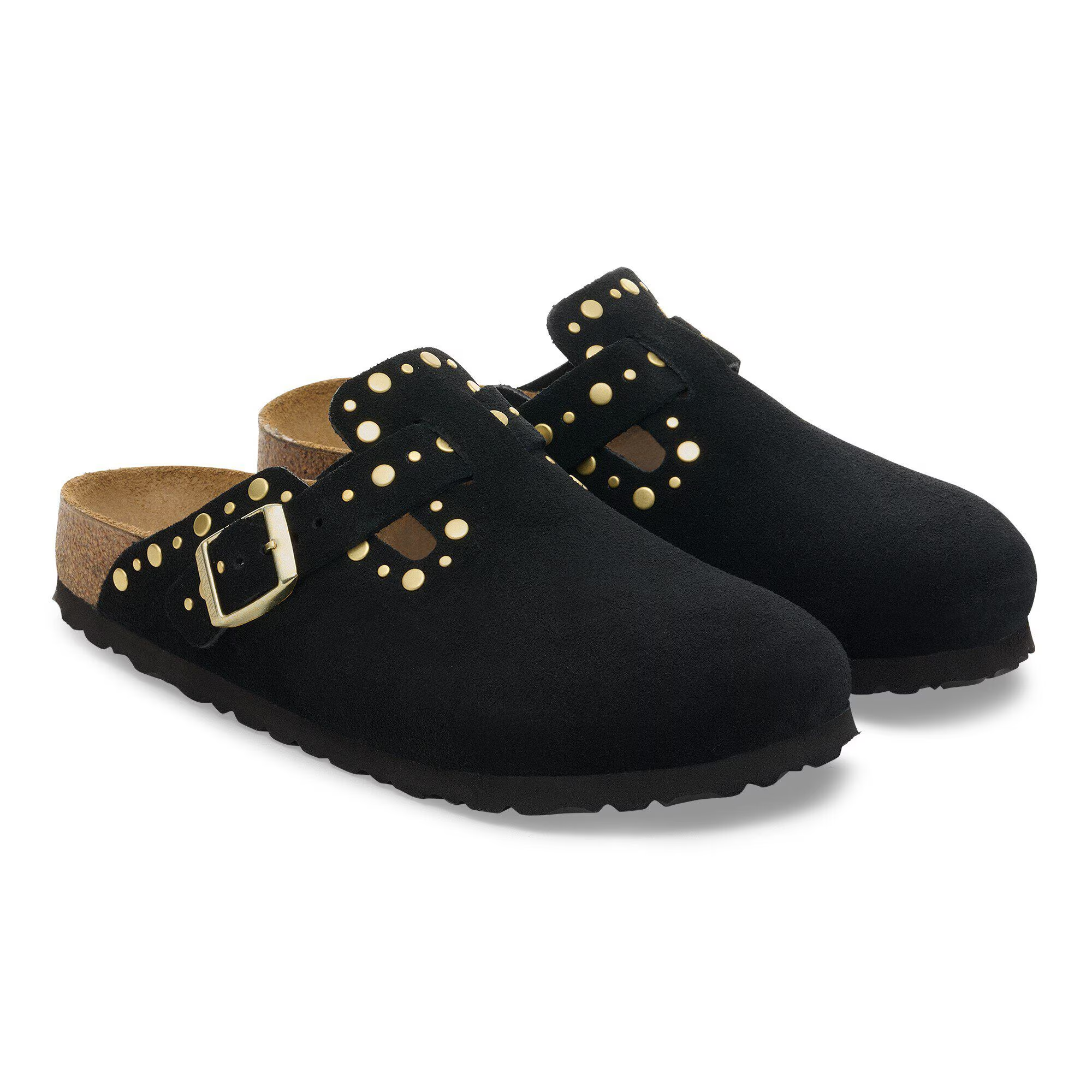 Ciabatta in pelle scamosciata con rivetti BOSTON RIVET 1030491 BLACK BIRKENSTOCK Black 