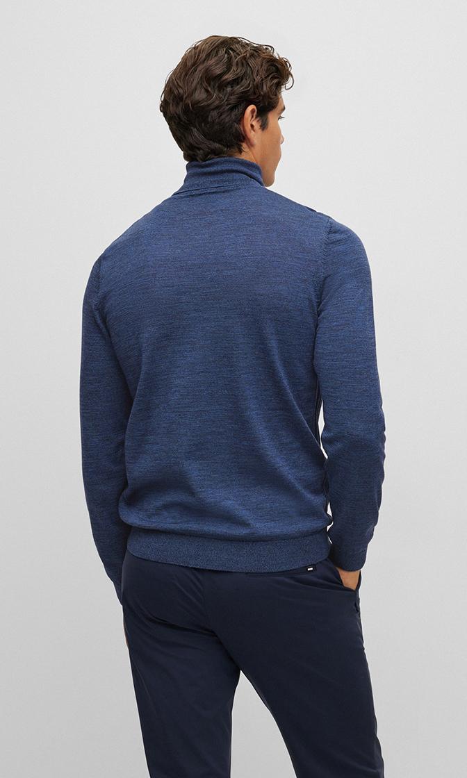 Maglia collo alto in lana merinos 50468262 10241489 01 430 BOSS Bright blue 
