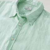 Camicia in puro lino tiinto in capo CFWOSI0113MRUT3372 6585 WOOLRICH Harbor green 
