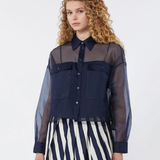 Camicia in organza di seta 2615261012600 004 MAX MARA WEEKEND Blu 