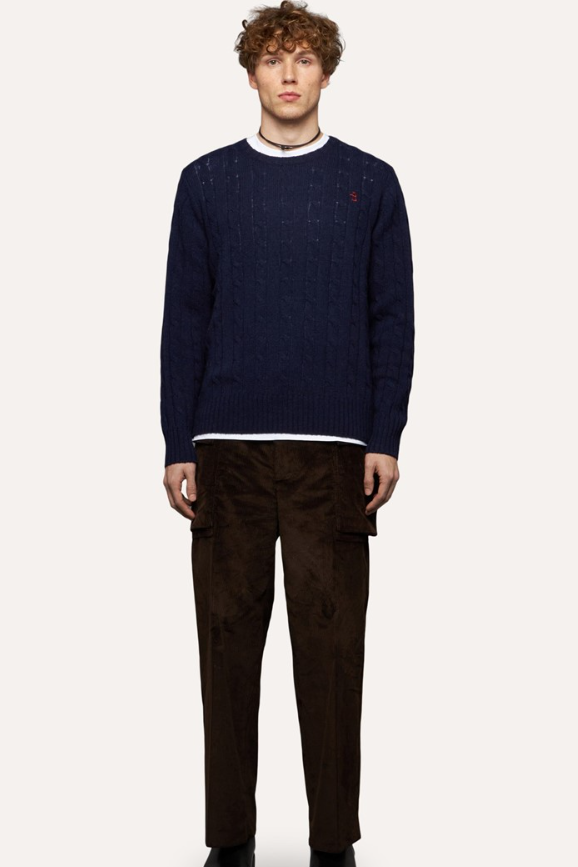 Maglia girocollo con ricamo B2P000 5W106 13777 BALLANTYNE Blue 