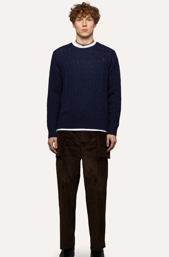 Maglia girocollo con ricamo B2P000 5W106 13777 BALLANTYNE Blue 