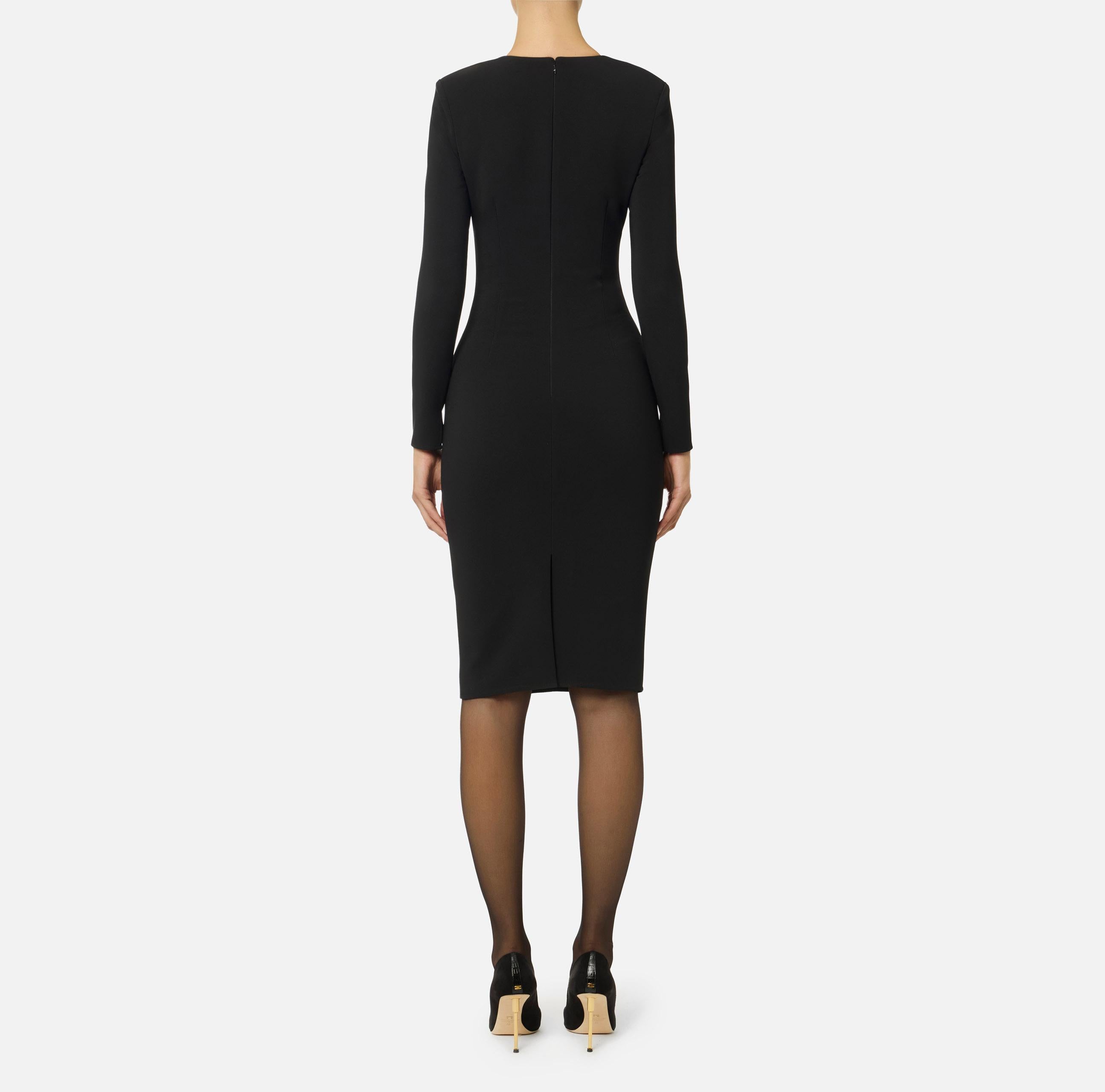 Abito in crêpe leggero con catena gioiello AB80557E2 110 ELISABETTA FRANCHI Black 