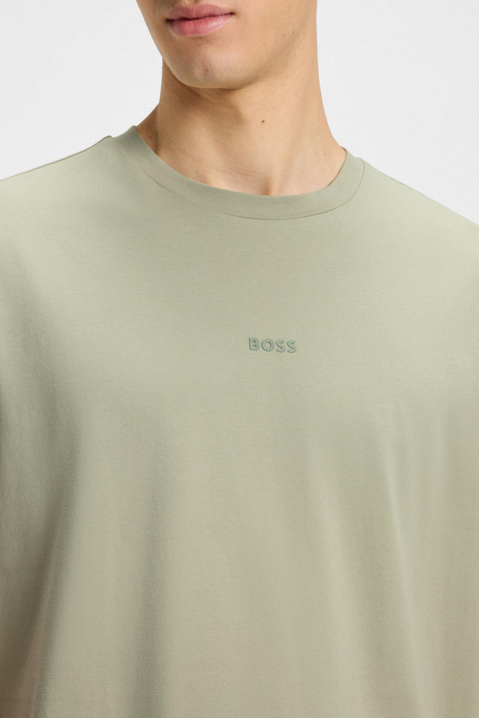 T-shirt in cotone elasticizzato con logo a contrasto 50473278 10242929 01 077 BOSS Open green 