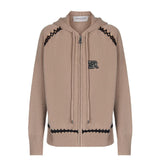 Maglia aperta con zip e cappuccio in lana e cachemire D47EN037E54 MFA86 ERMANNO FIRENZE Tortora 