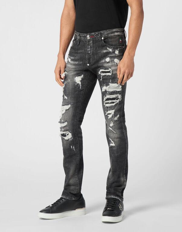 Jeans slim fit effetto used MDT4011 PDE004N 02 02RX PHILIPP PLEIN Riot black 