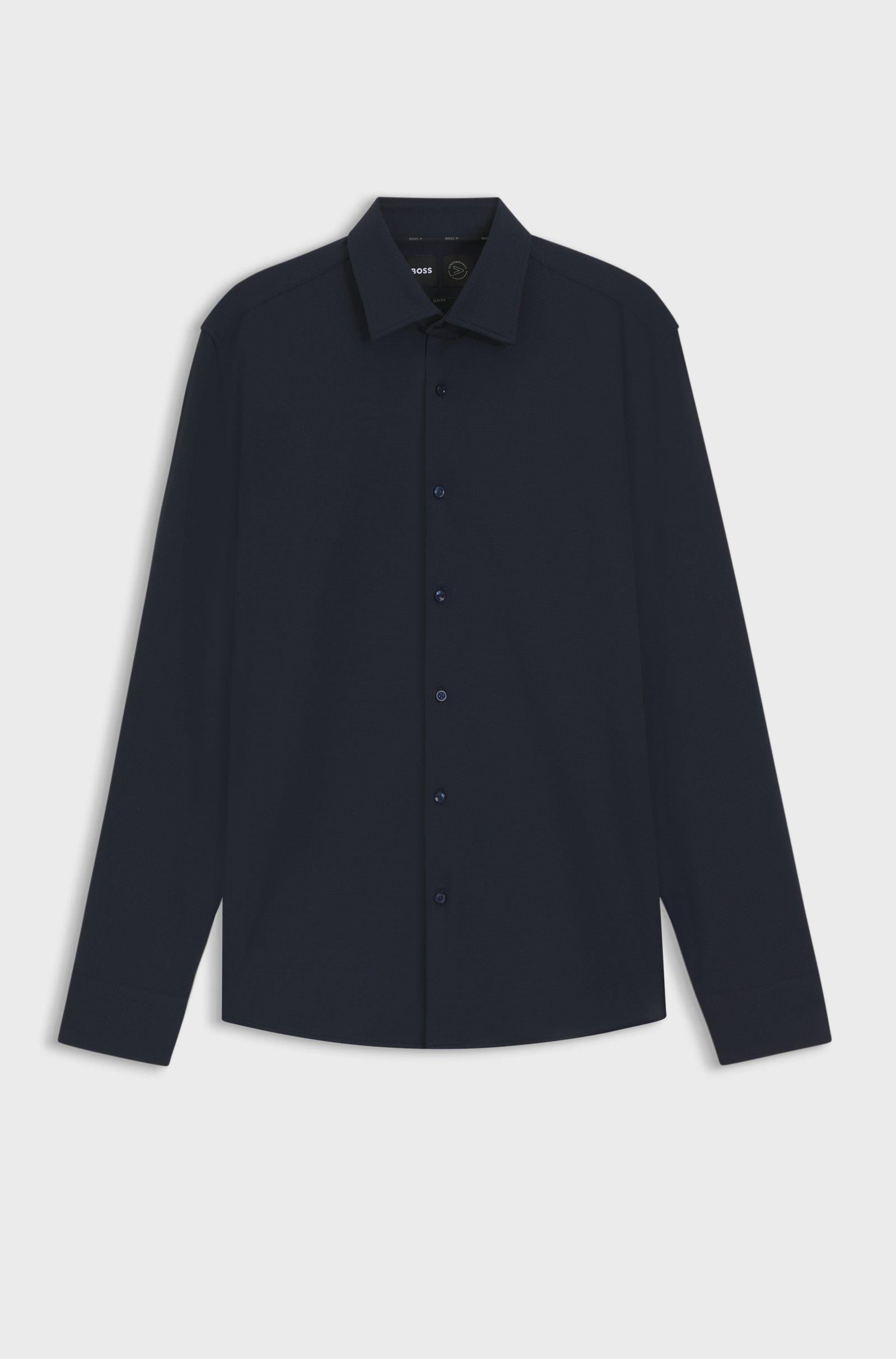 Camicia slim fit in tessuto performance 50545163 10268245 01 404 BOSS Dark blue 