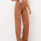 Pantalone in cotone gamba dritta PJ25D61E2 600 ELISABETTA FRANCHI Cuoio 