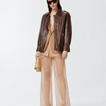 Giacca con rifiniture in tulle 104674A2EE L31 PINKO Marrone-tordo 