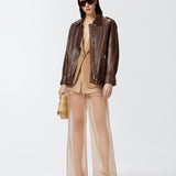 Giacca con rifiniture in tulle 104674A2EE L31 PINKO Marrone-tordo 