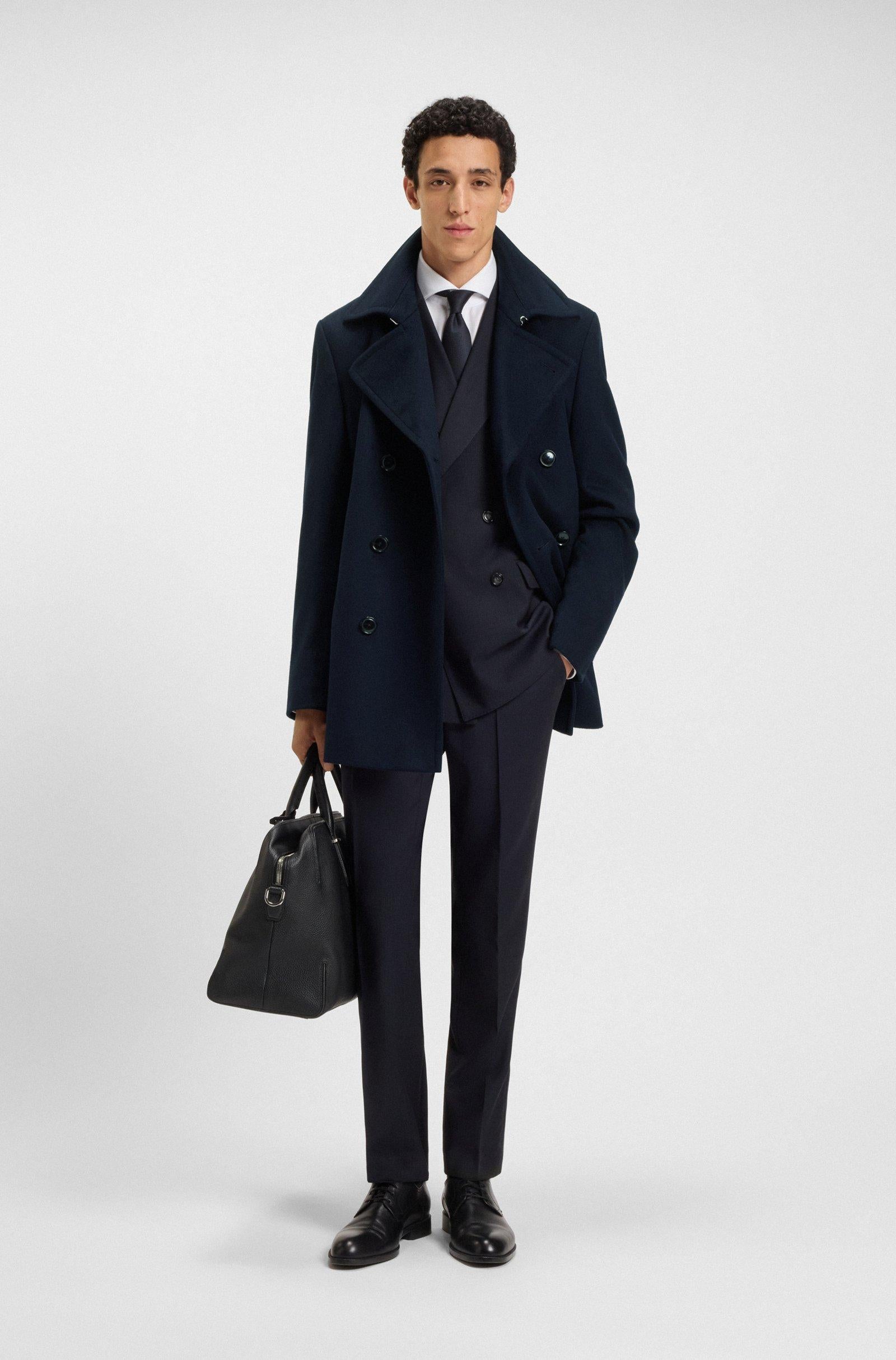 Peacoat in lana e cachemire 50551081 10273687 01 404 BOSS Dark blue 