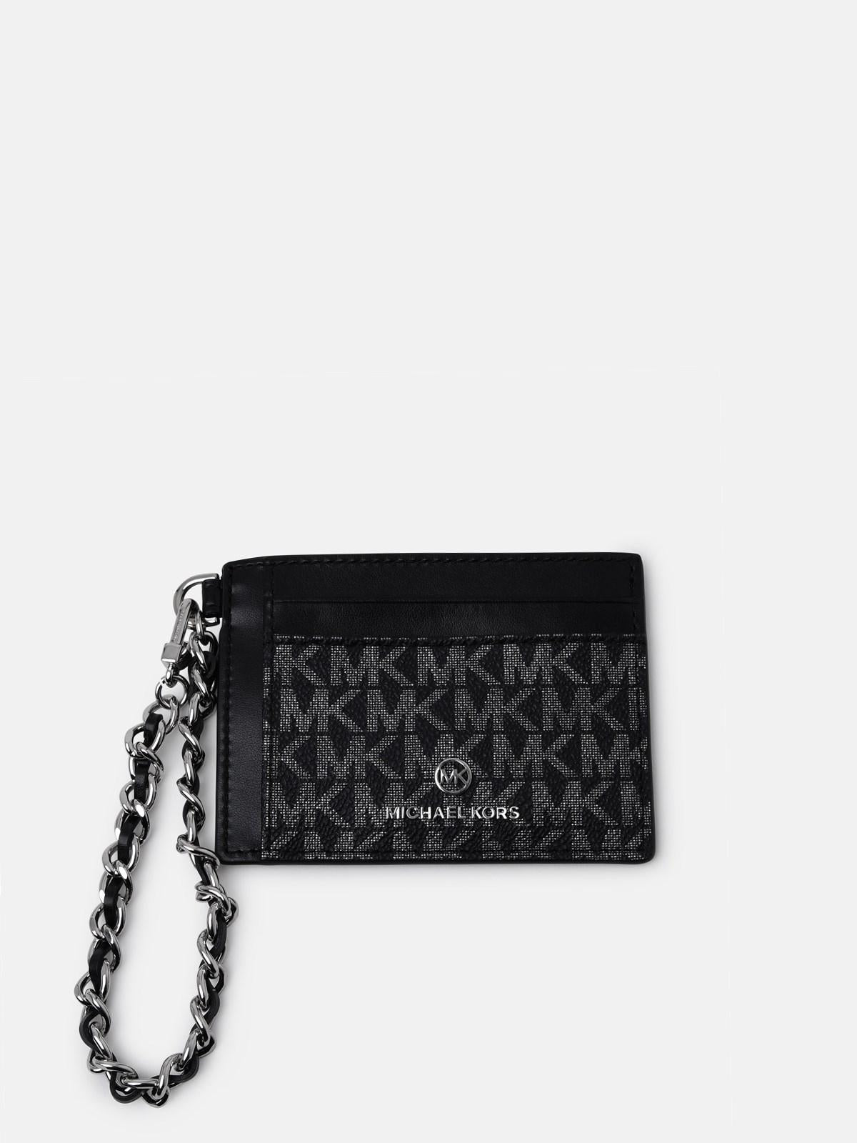 Portacarte logato con catena 34F2ST9D50 023 MICHAEL KORS Blk/silver 