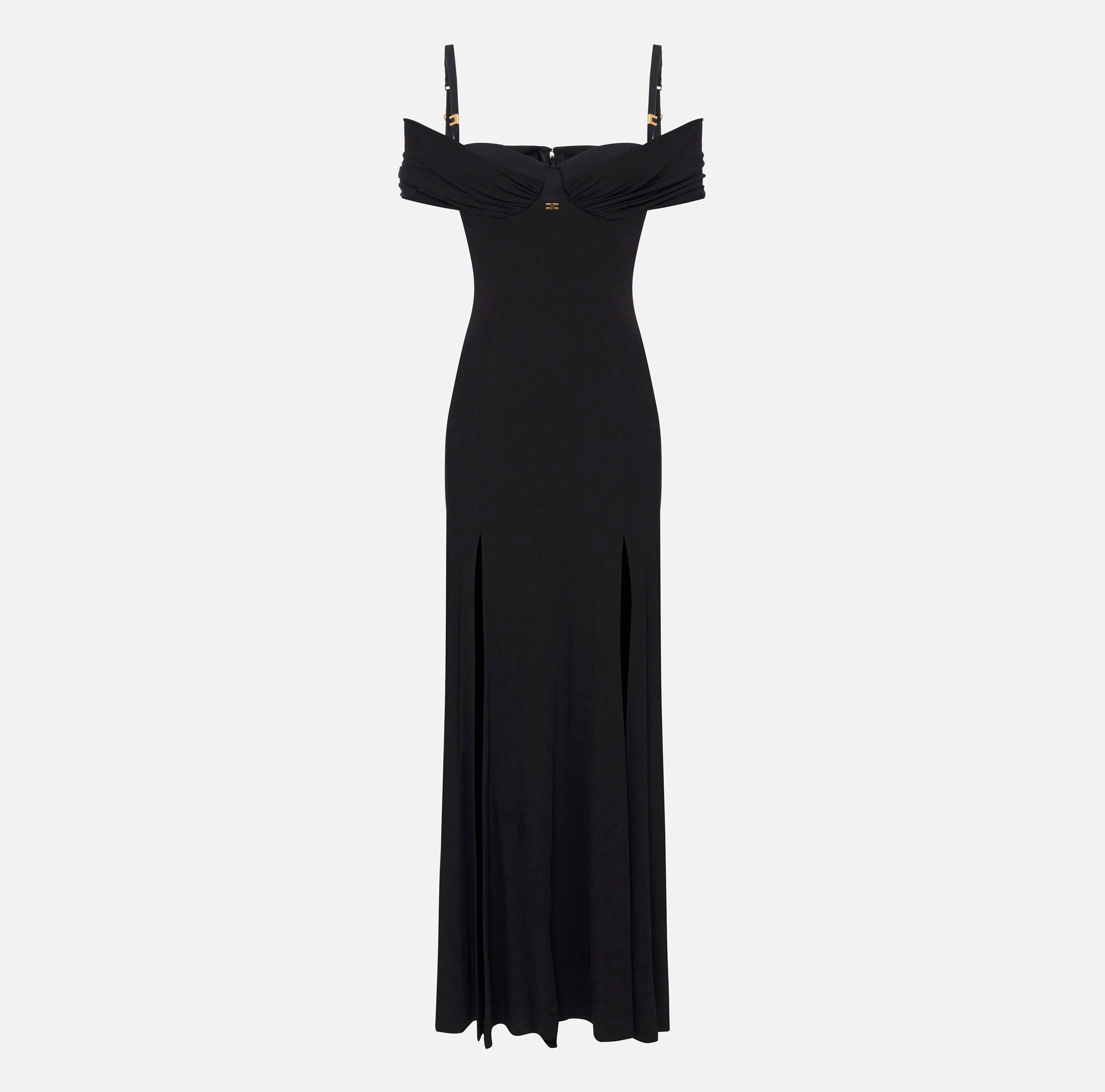 Abito Red Carpet in jersey crêpe con corsetto ABR0851E2 110 ELISABETTA FRANCHI Nero 