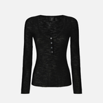 Maglia serafino leggera in cotone a costine 107001A3C Z99 PINKO Black 