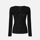 Maglia serafino leggera in cotone a costine 107001A3C Z99 PINKO Black 