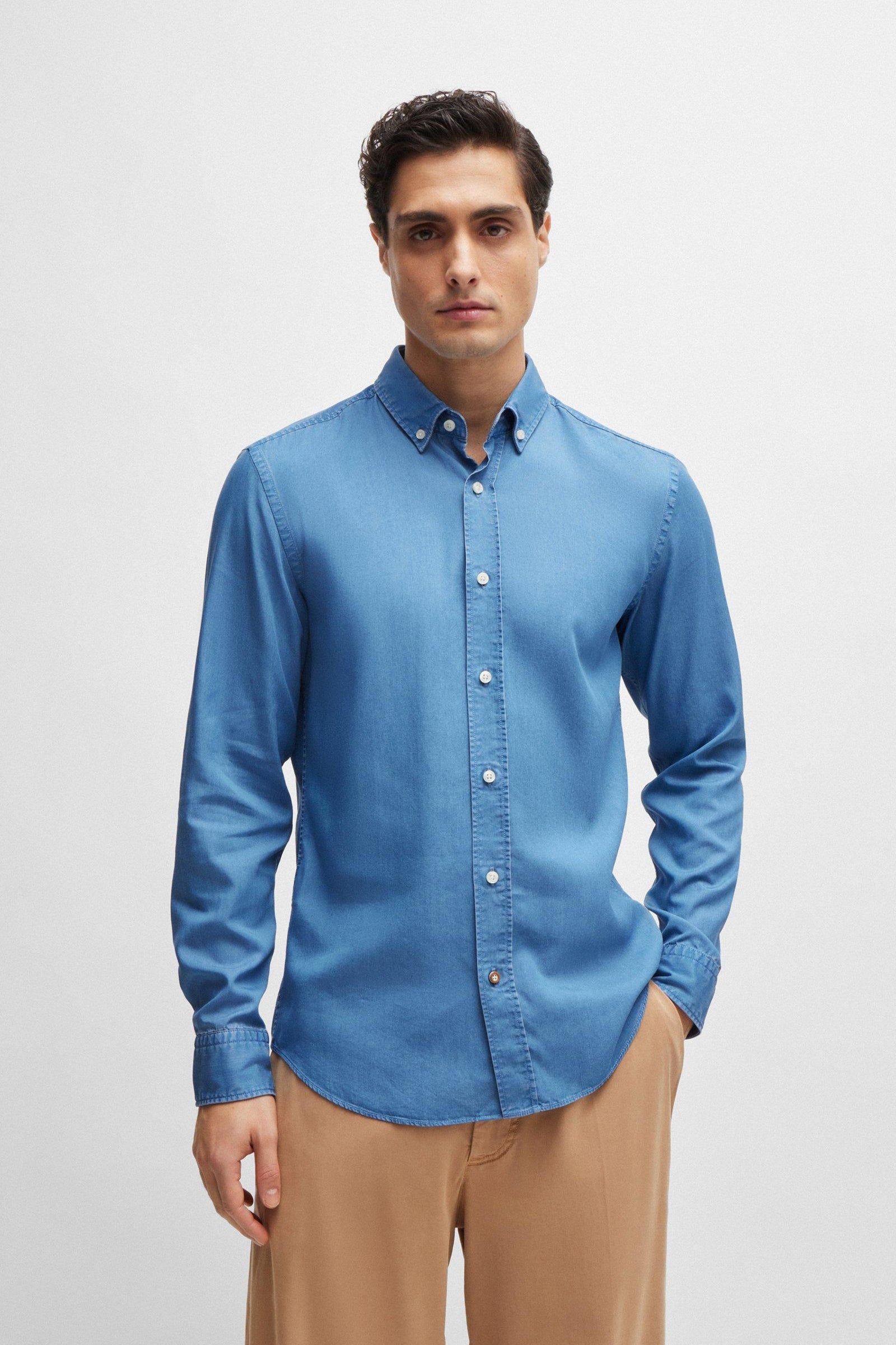 Camicia in denim button down 50513728 10259348 01 437 BOSS Bright blue 