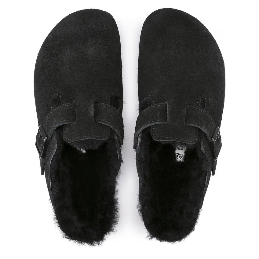 Sabot in suede con sherarliong interno BOSTON SHEARLING 259883 BLACK BIRKENSTOCK Black 