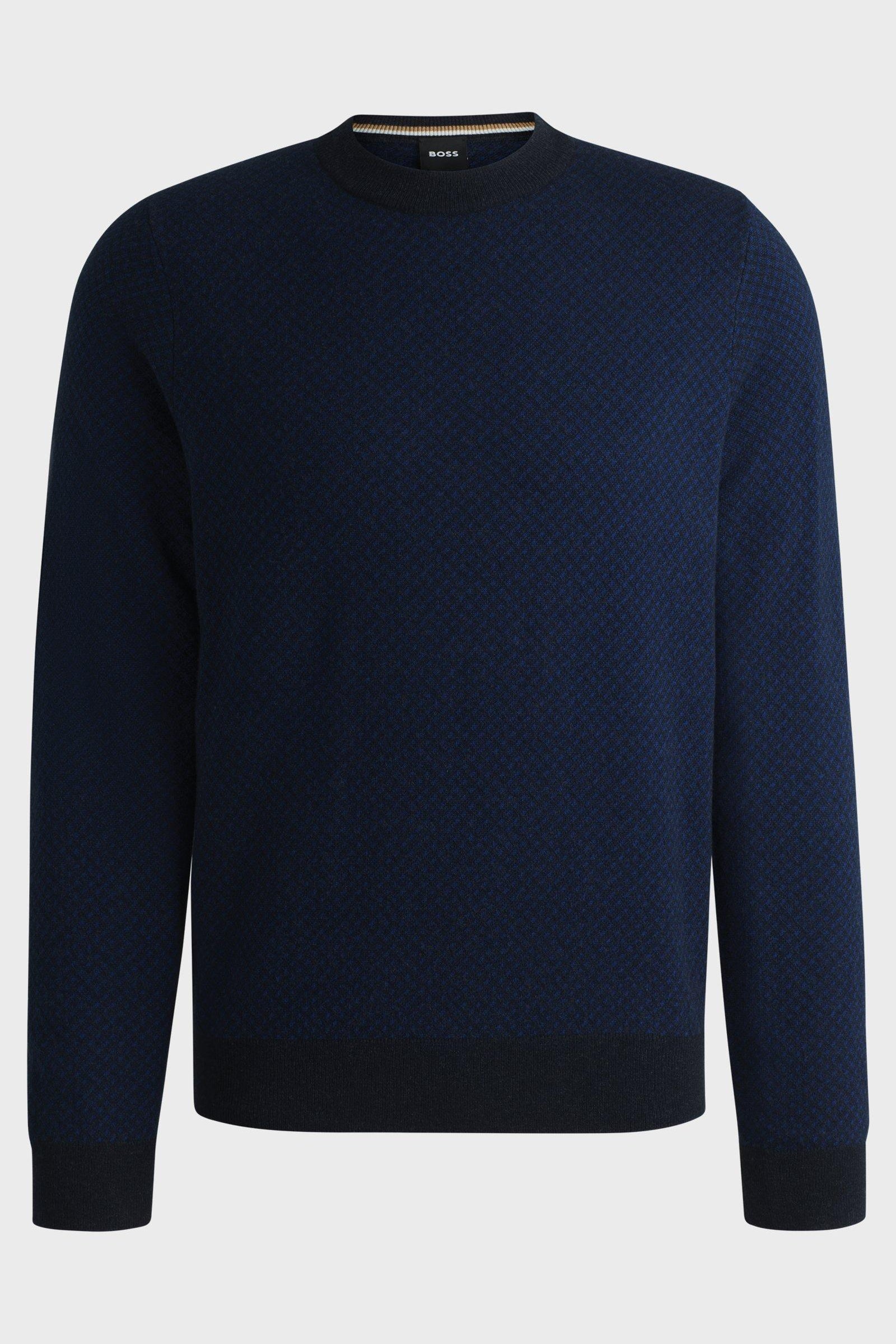 Maglia girocollo in lana fantasia 50526989 10265613 01 404 BOSS Dark blue 