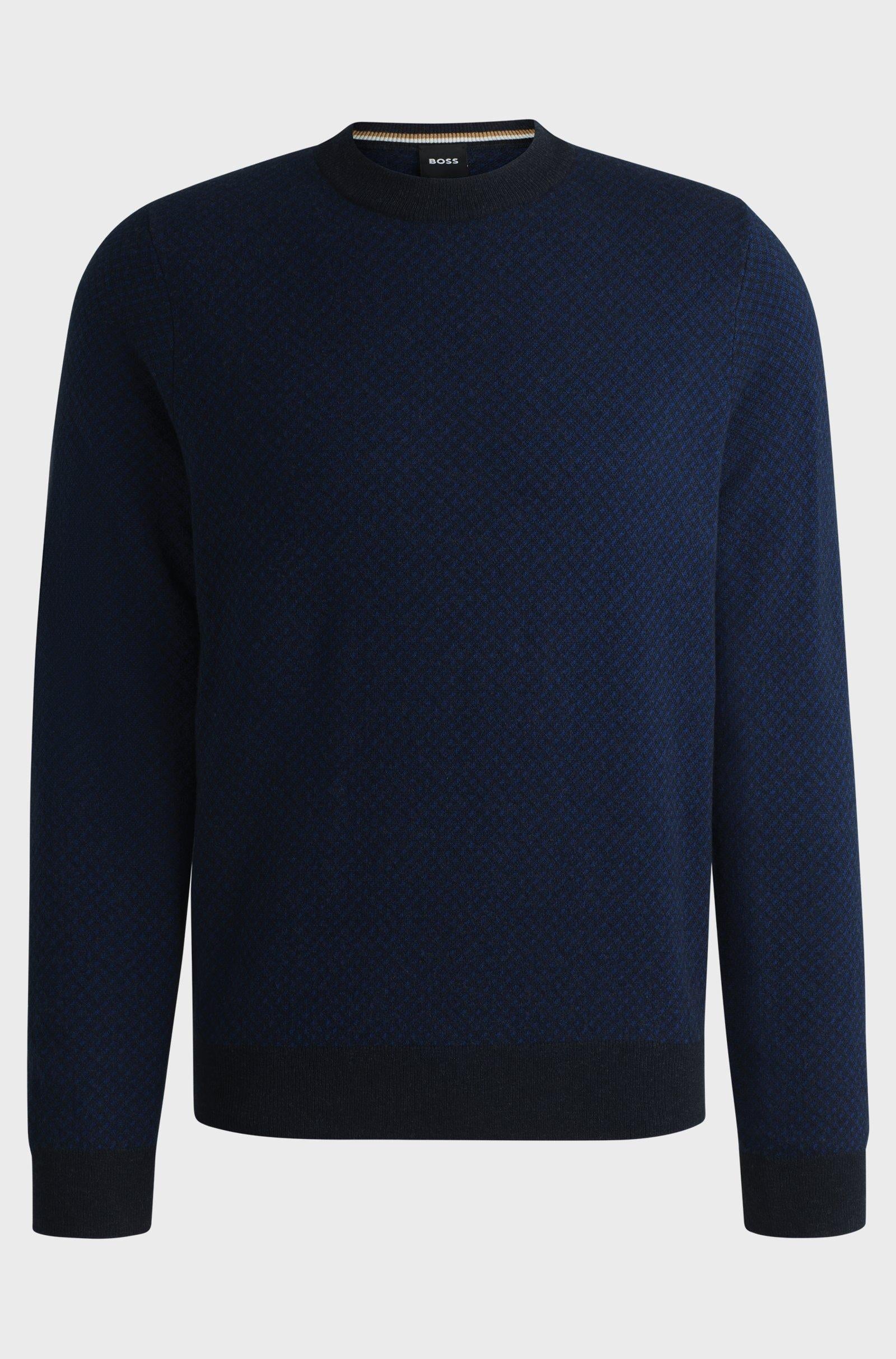 Maglia girocollo in lana fantasia 50526989 10265613 01 404 BOSS Dark blue 