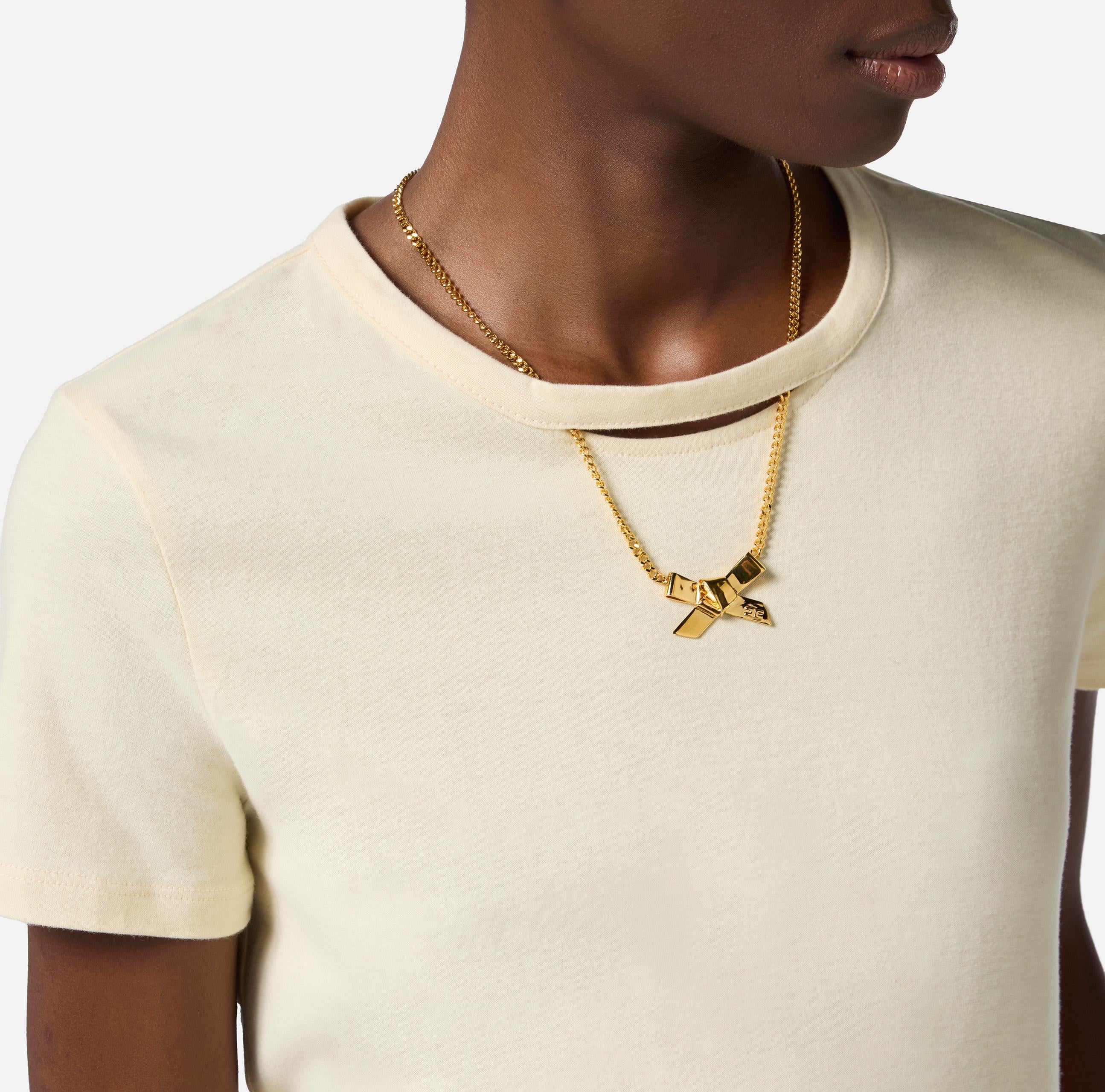 T-shirt in jersey con collana a fiocco MA02951E2 DC7 ELISABETTA FRANCHI Lemonade 